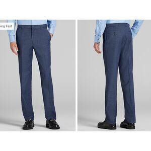 Kenneth Cole blue plaid flat front dress pants